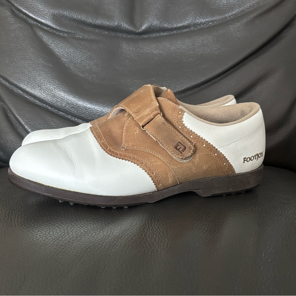FootJoy Men's White and Tan Golf Shoes Size 9.5